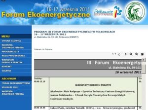 Forum Ekoenergetyczne 2011 Polkowice Forum Ekoenergetyczne 16-17 września 2011 Polkowice, program