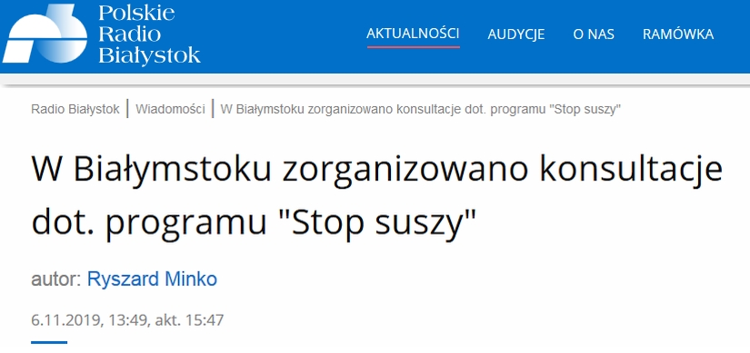 Polskie Radio Białystok, aktualności: w Białymstoku zorganizowano konsultacje programu "Stop suszy" 