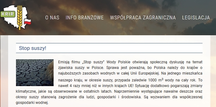 Aktualności KRIR, społeczna dyskusja na temat suszy w Polsce, Stop suszy! relacja