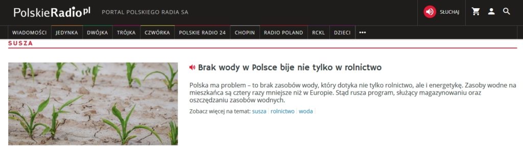 PolskieRadio.pl, Brak wody w Polsce bije nie tylko w rolnictwo, Stop suszy!
