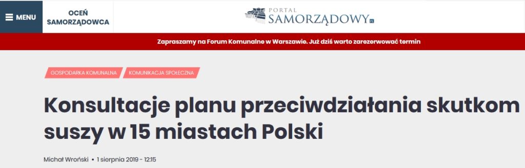 PortalSamorządowy.pl, konsultacje PPSS w 15 miastach polski, Stop suszy! 