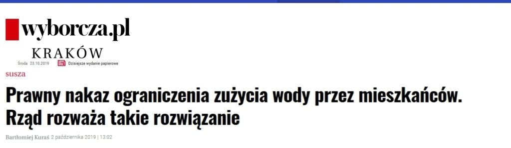 wyborcza.pl/Kraków, Prawny nakaz ograniczenia zużycia wody przez mieszkańców? - konsultacje PPSS w Krakowie