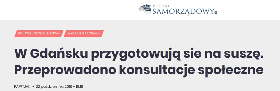 Portal Samorządowy, konsultacje "Stop Suszy" w Gdańsku