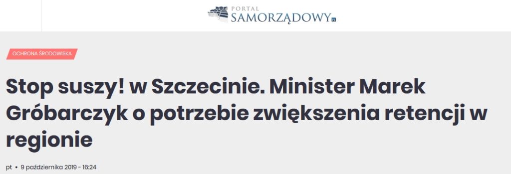 Portal Samorządowy, relacja z konsultacji "Stop suszy!" w Szczecinie, Minister Marek Gróbarczyk