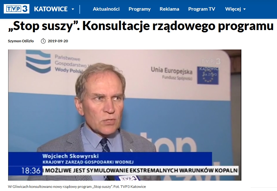 TVP3 Katowice, Wojciech Skowyrski KZGW, rządowy program Stop suszy!, konsultacje społeczne PPSS, 