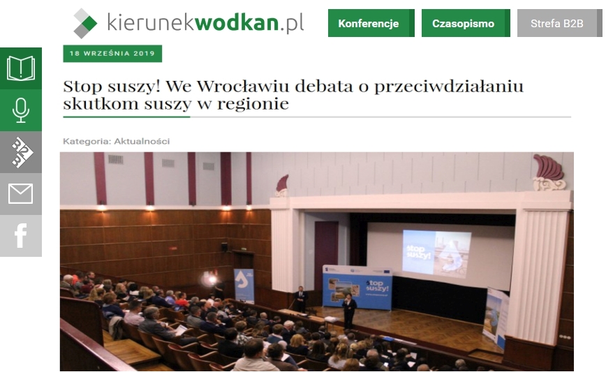 kierunekwodkan.pl, Stop suszy! We Wrocławiu debata o przeciwdziałaniu skutkom suszy w regionie