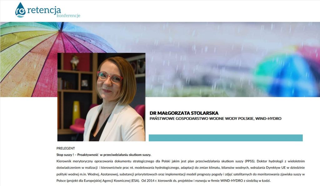 dr Małgorzata Stolarska, konferencja Stormwater Poland 2020, WIND-HYDRO, 
retencja.pl/konferencje